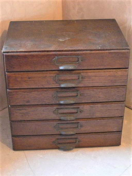 Antique 6 Drawer Oak Front Removable File Cabinet Chest Retro